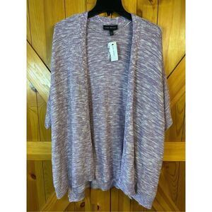 Lane Bryant Lavender White Button Chunky Knit Short Sleeve Cardigan Sweater 26/2
